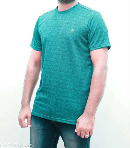 Men's cotton blend dry fit gym T-shirt, printed design, quickdry, 100% polyester, suitable for sports & activewear