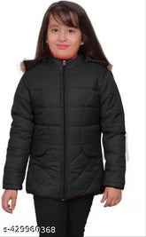 Polyester casual jacket for girls, solid pattern, great for parties or gifts (7-8/8-9 years), made in India