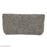 Exclusive embroidered net beaded fabric clutch purse for weddings, free-size (9x6 inches), made in India
