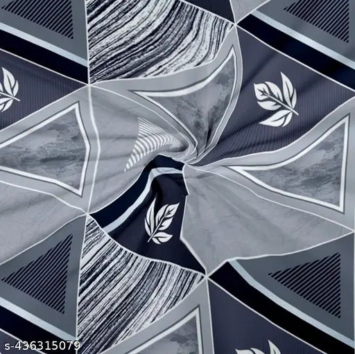 Geometric microfiber double fitted bedsheet with 2 pillow covers, ideal for summer, by BAANI