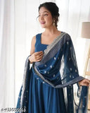 Georgette sleeveless retro gown for women, classic and fancy style, solid net fabric, Indian origin