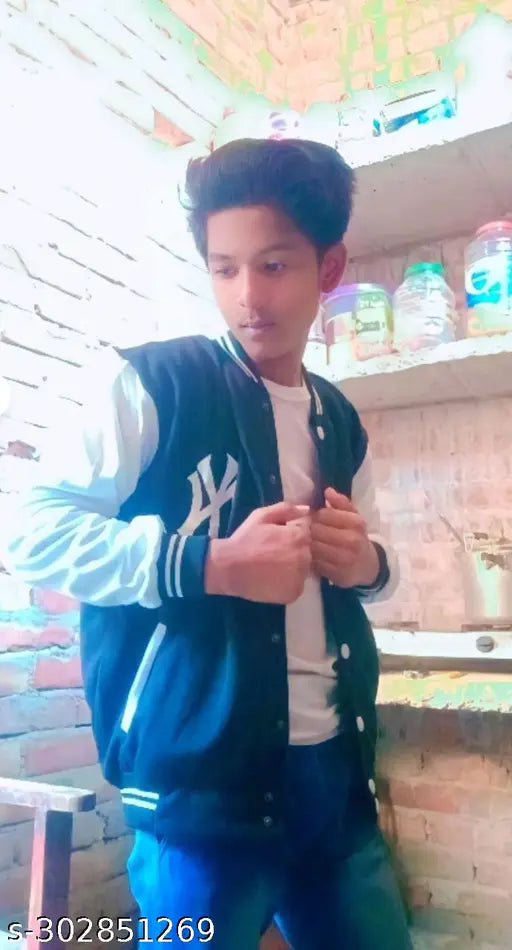 Stylish cotton jacket for boys and men, solid pattern, long sleeves, sizes 10-16 years
