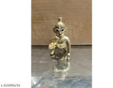 Blue-eyed Brass Krishna Idol by Bhardwaj Retails, Indian handcrafted brass deity figure
