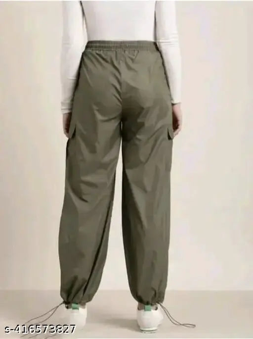 Solid polyester AAJ PARASUT pant, Indian-made casual wear for men - S (waist 29", length 27"), M (waist 30", length 27"), L (waist 32", length 27"), XL (waist 34", length 27")