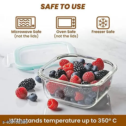 Glass food storage containers set of 3 (400ml, 600ml, 800ml) with detachable locks, oven-safe, microwave-safe, freezer-safe, airtight, and leakproof - ideal for various foods