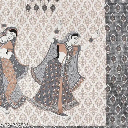 Grey cotton double bedsheet (TC 144), queen size with 2 pillow covers, ideal for summer use and easy home maintenance