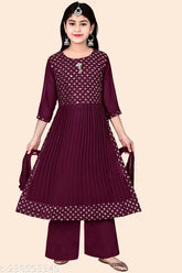 Georgette Net Girl Sarara Set for Girls, vibrant clothing set for ages 5-12, Indian origin