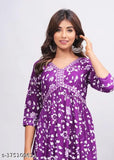 Rayon Aliya cut Kurti with printed combo, three-quarter sleeves. Women's fashion in Indian style
