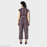 Printed crepe jumpsuits for women's and girls, short sleeves, India-made quality
