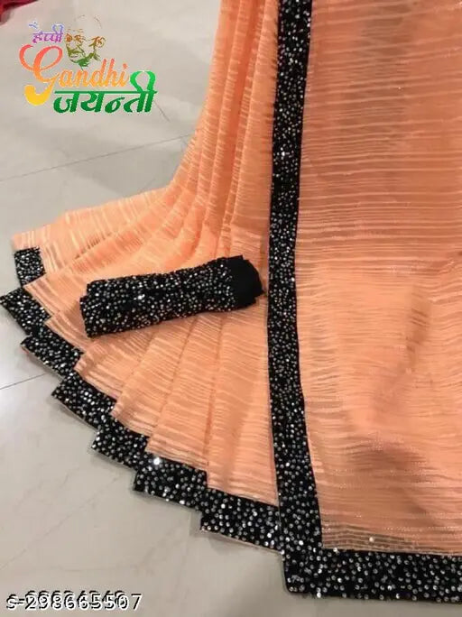 Georgette saree with lace bodice, embellished velvet blouse on hanger, Indian traditional clothing
