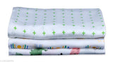 Green Dinosaurs Rainbow print Muslin swaddle blanket, pack of 3 (100cm x 100cm), organic cotton