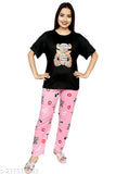 Printed short-sleeve t-shirt pyjama set, Dhairya imported summer nightsuit, Indian-origin casual sleepwear