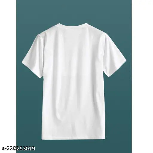 White cotton blend half-sleeve t-shirts for men and women, printed net design on casual wear for active and outdoor use