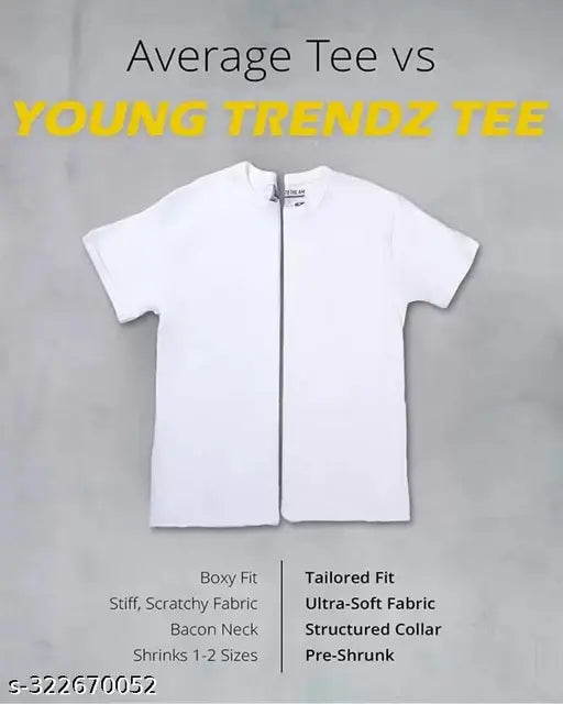 Men's cotton short sleeves printed T-shirt, trendy design, size M (chest: 40 in), made in India