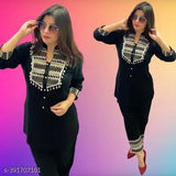 Rayon kurta pajama set, two-piece for girls and women, three-quarter sleeves, Indian-origin high-quality rayon