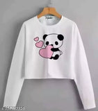 Stylish cotton blend long sleeve printed tunic croptop for women, India-made fashion top on mannequin