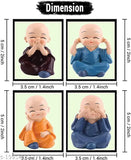 Adorable polyresin laughing baby monk Buddha statue set (4pcs), handcrafted Indian art for home decor & car dashboard - ideal Feng Shui gift, Thanksgiving, anniversary, Easter, birthday, wedding