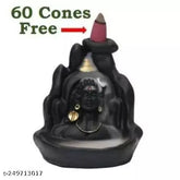 Handcrafted polyresin Shiv Adi Shankara incense holder with 60 free fragrance backflow cones, showcasing Lord Adiyogi Mahadev, perfect for decorative peacefulness