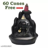 Handcrafted polyresin Shiv Adi Shankara incense holder with 60 free fragrance backflow cones, showcasing Lord Adiyogi Mahadev, perfect for decorative peacefulness