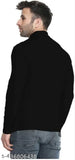 Black men's high neck, long sleeves cotton T-shirt by GlamStore - Comfortable, trendy, and stylish black Solid t-shirt for men