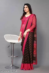 Multicolor chiffon Brasso saree with unstitched running blouse, Indian ethnic wear in latest trends