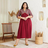 Rayon designer kurta for plus size women, solid color, three-quarter sleeves, plus size Indian fashion