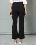 Black cotton lycra formal pants by Lifetarm, ideal for office wear or special events