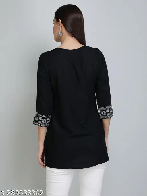 Rayon embroidered party top for women, three-quarter sleeves, Indian festival fashion