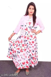 Rayon pink kurti with jacket, printed combo, sleeveless, Indian fashion on mannequin
