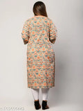 Plus size printed cotton kurti, three-quarter sleeves, Indian fashion for women, XL to 9XL sizes