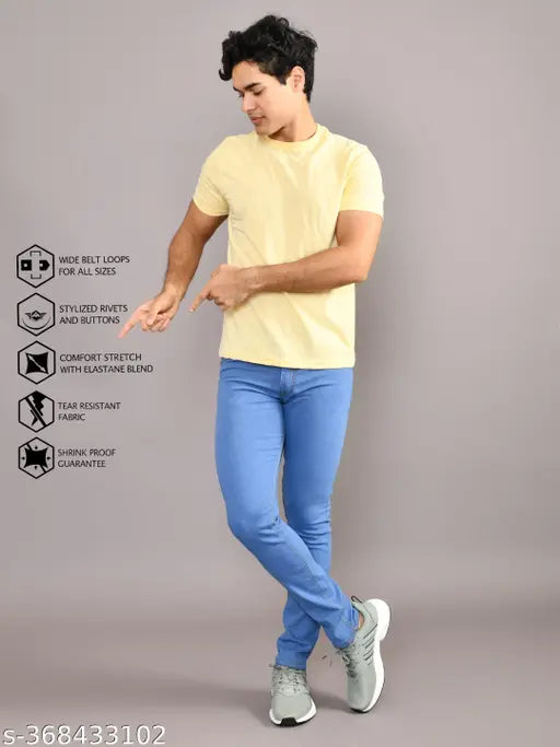 Stylish latest men's denim jeans, solid net cotton crafted for comfort and fashionable fit in L,Zard brand - sizes: 28-42 inches