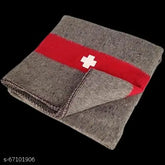 Brown and white cross with red stripe wool chestnut blanket, perfect for emergencies or home decor