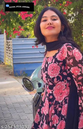 Georgette floral printed anarkali dress, long sleeves, size S-6XL, heavy American crêpe lining, exclusive designer one-piece gown