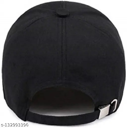 Black cotton baseball cap with green bill, solid design for boys and men's/women's adjustable fit, self-design base ball cap from India