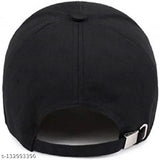 Black cotton baseball cap with green bill, solid design for boys and men's/women's adjustable fit, self-design base ball cap from India