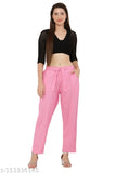 Baby pink rayon trouser, regular fit by Priya Point for women with elastic waistband and 2 pockets, size 30 (waist 30in, length 35in)