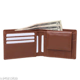 Solid faux leather JnD mens bi-fold wallet, durable & elegant, 3 card slots, coin pocket, perfect gift