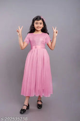 Embellished net sleeveless ethnic gown dress for girls aged 3-9 years, India origin