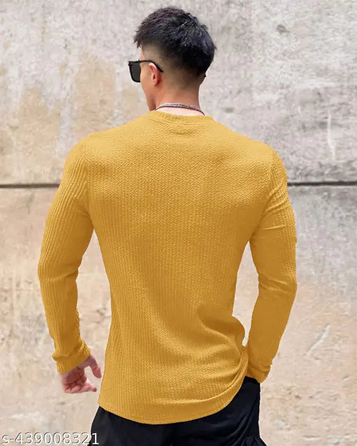 Men's cotton blend long sleeve solid Popcor Stylist t-shirt, M/38in, L/40in, XL/42in - Made in India