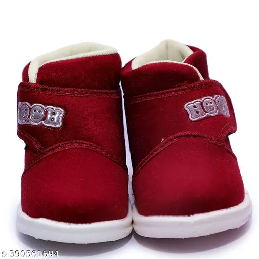 Red canvas and rubber textured Chu-chu sound kids shoes, perfect for little ones' night outings