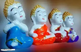 Beautiful poly resin Buddha statue set of 4 - Meditating Monk Buddha Idols for home decor, car interior or gifts, promoting peace and mindfulness