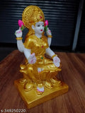 Marble-dust Laxmi Maa statue, gold resin idol for home decor, 7 inch height, 4 inch length, 3 inch breadth