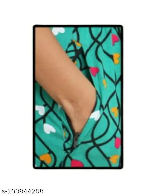 Cotton knee-length ladies pyjamas, stylish print, high-quality stitch, 2 pockets, durable & comfortable, India-made