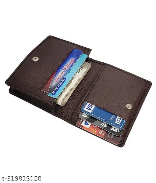 Brown and black PU wallet (rg 01+ rg 02), free size with solid pattern