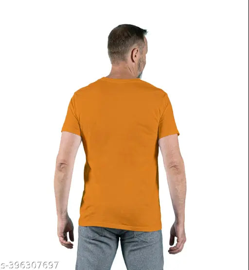 Mustard printed cotton t-shirt for men, loose fit and short sleeves, high-quality print, summer collection from FIRTU