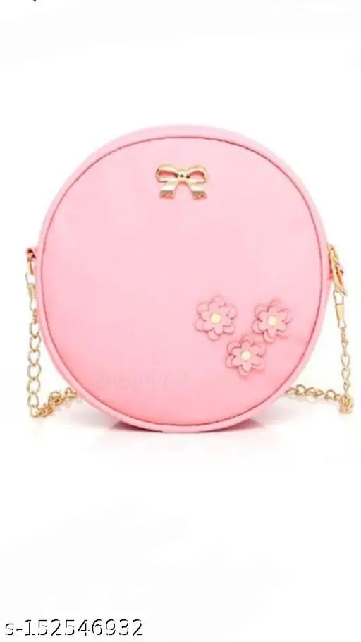 PU sling bags, free size pink and grey cross body style for women. Two pieces with applique net pattern, trendy and stylish latest design