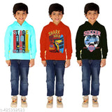 Boys cotton hoodies and printed t-shirts combo pack of 3 for kids, long sleeves in various sizes from 2-3 Years to 9-10 Years. Made in India