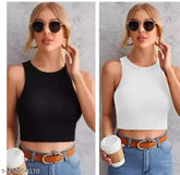 White lycra crop top, solid design for women's wardrobe