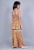 Nanci Girls Rayon Printed A-line kurta and Sharara Set - vibrant, versatile rayon party wear for girls aged 1-14, perfect for weddings, ceremonies, parties, and festivals