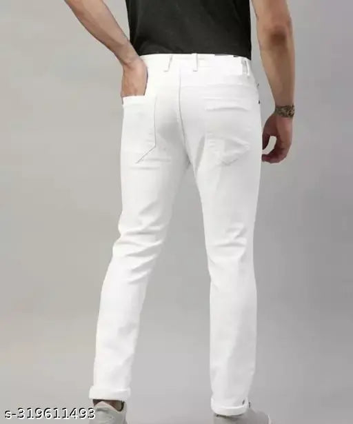 Plain white denim jeans, MOD MEN DL2J3, ideal for sizes 28, 30, and 32